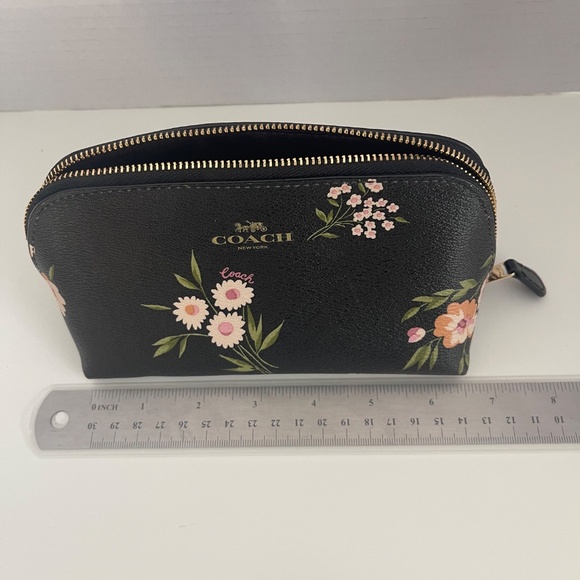 COACH Limited Edition Black Floral Makeup Pouch Bag Case - Picture 1 of 5